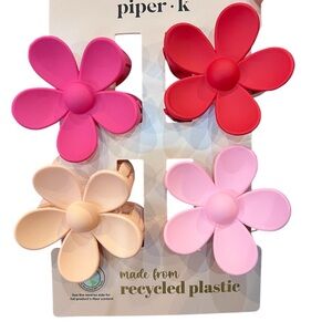 Piper K Flower Hair Clips - Pink, Red, Cream. NWT